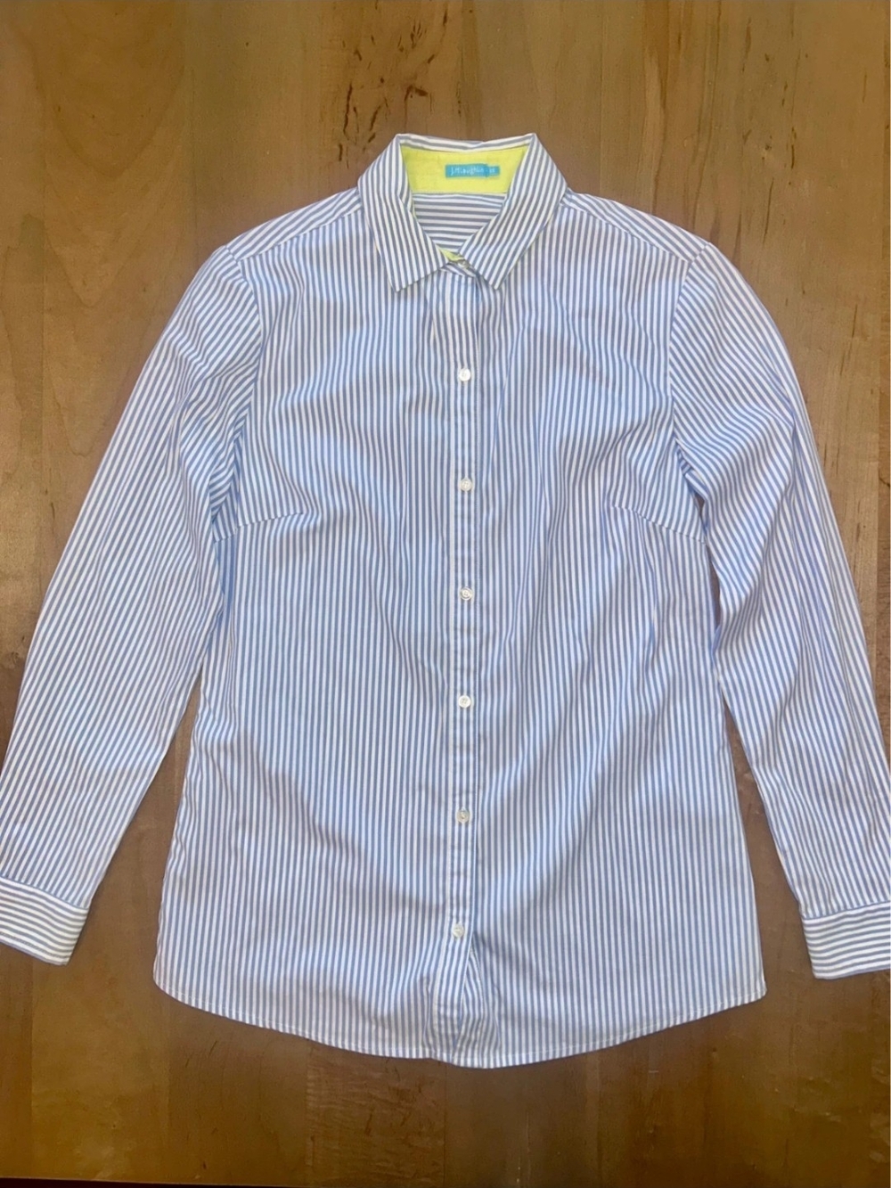 J.McLaughlin Women's Blue and White Stripe Button Down Shirt